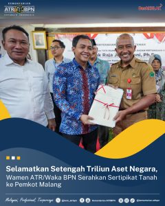 Wamen ATR/BPN Serahkan Sertipikat Tanah ke Pemkot Malang